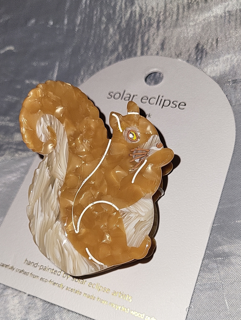 Solar Eclipse Marbled Yellow & Cream Squirrel Hair Clip LS